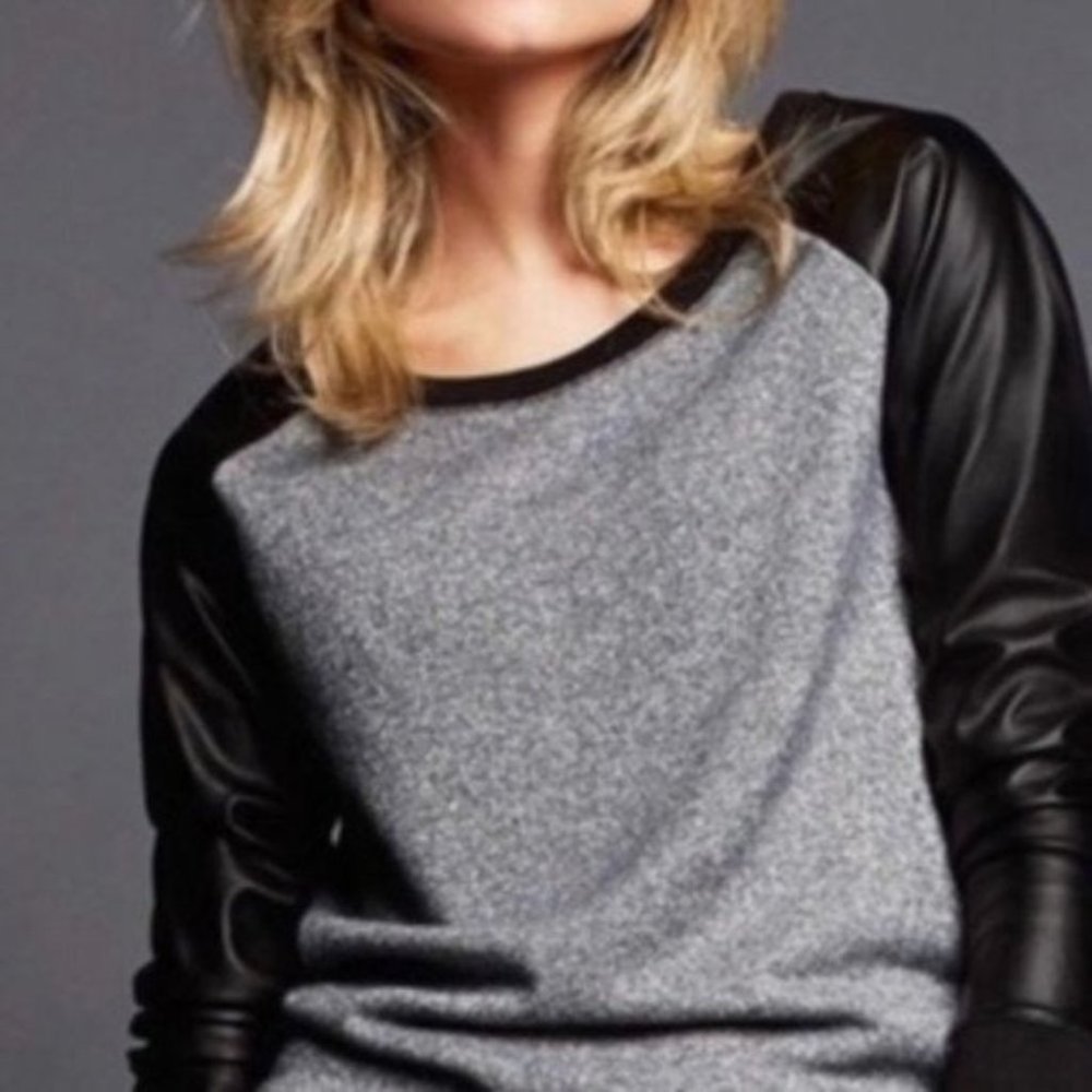 Victoria’s Secret Gray/Faux Leather Sweatshirt Short Medium
